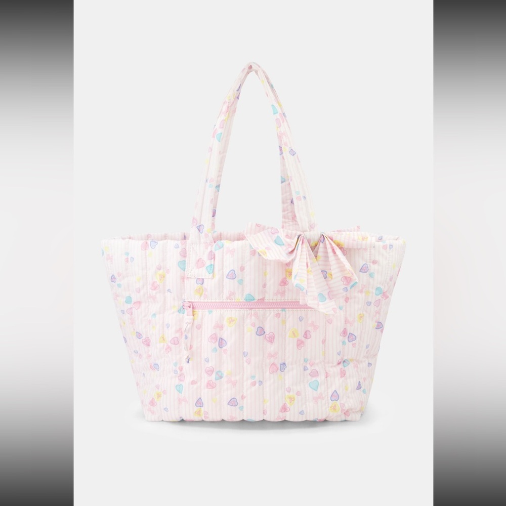 Loveshackfancy x roller rabbit candy heart stripe quilted tote